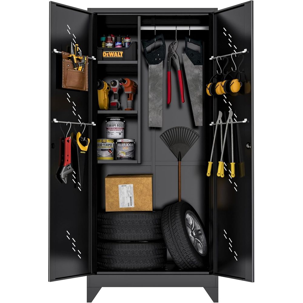 Workshop Tools Hanging - 75-Inch Heavy-Duty Cleaning Tool Cabinet with