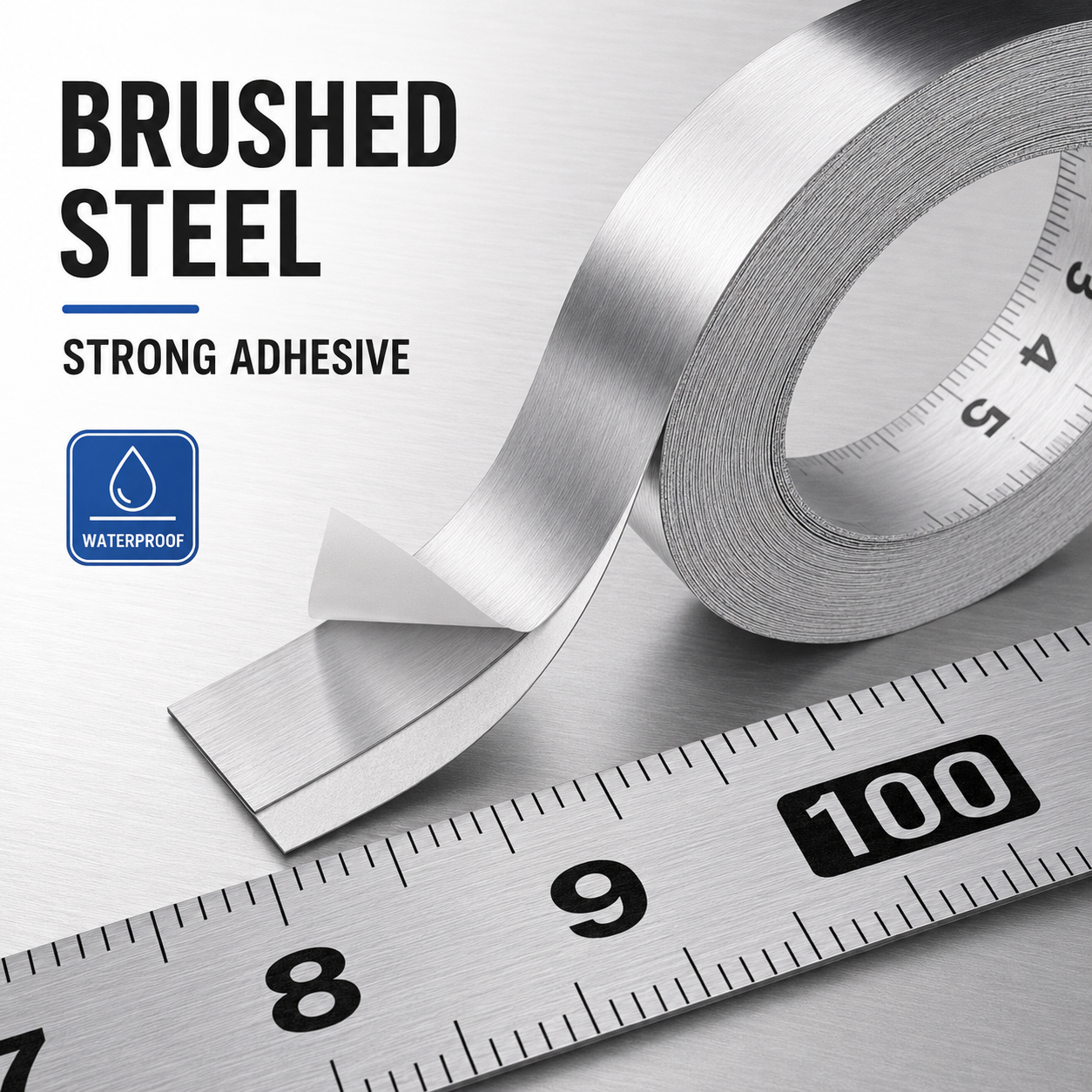 Workshop Use Tools - Self Adhesive Measuring Tape 1m Stainless
