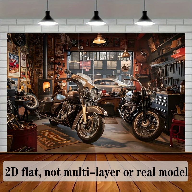 Motorcycle Garage Tapestry Cla – обзор и цена Workshop Tools Hanging