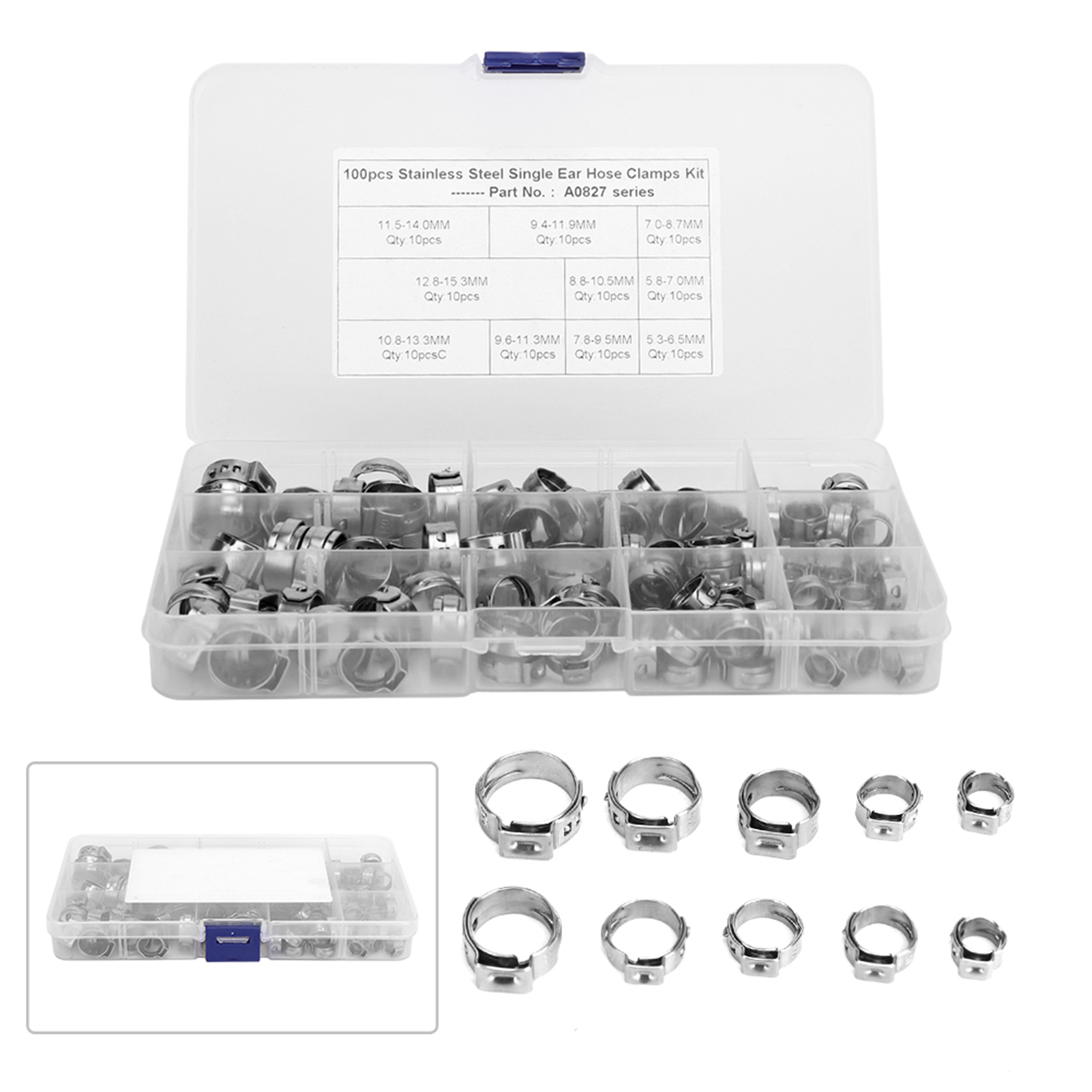 100pcs Hose Clamp Single Ear C – обзор и цена Pipe Clamp Bar